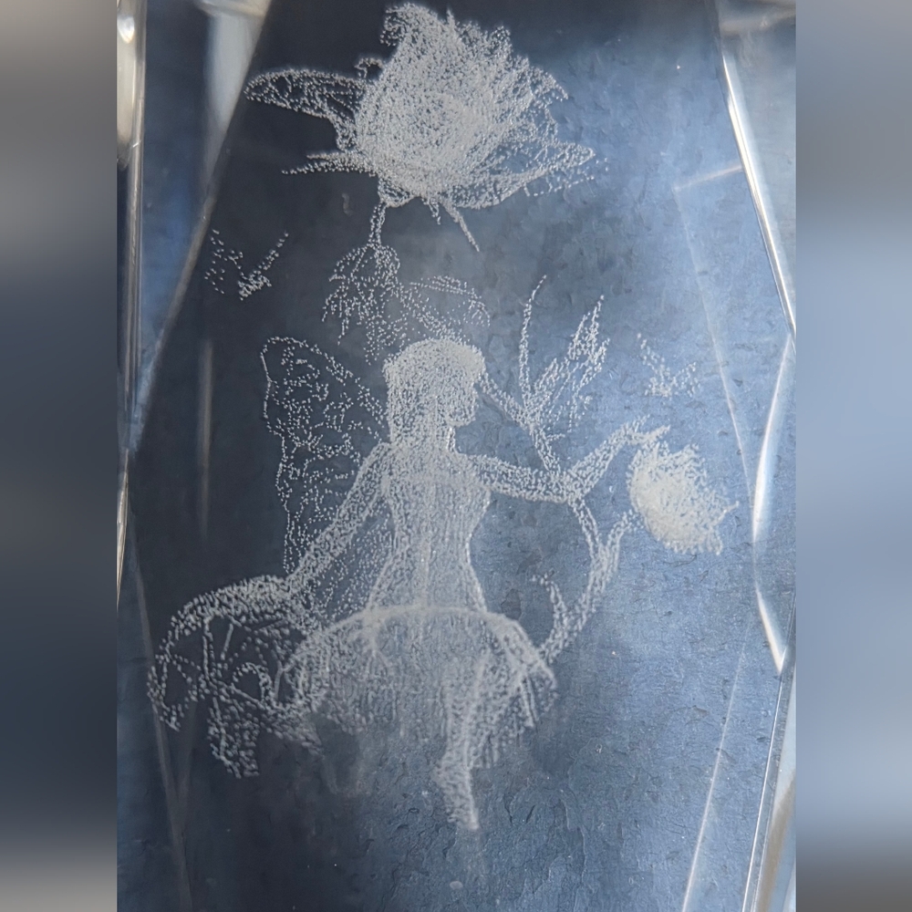 Etched Crystal Prism with Fairy Design